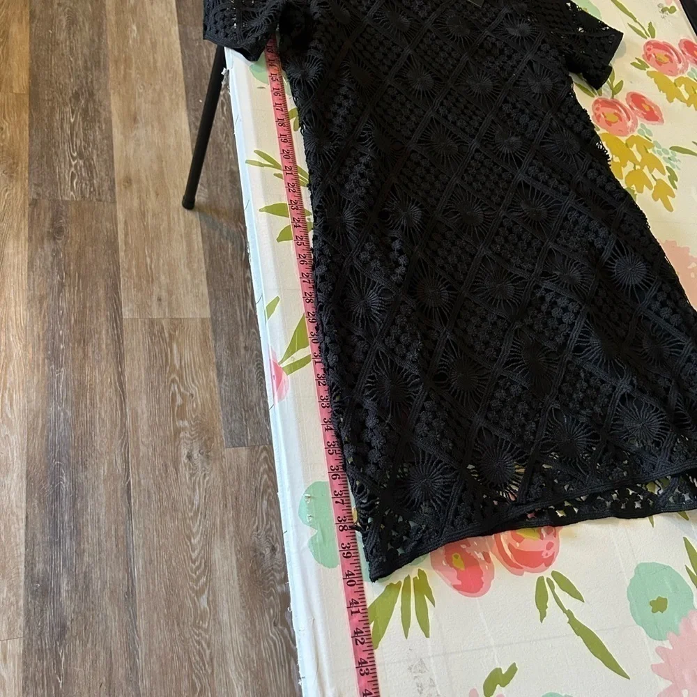 NWT TRENDY PLUS SIZE CROCHET VIBES MINI DRESS IN BLACK CITY CHIC
